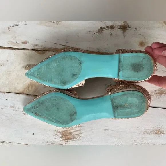 Blue by Betsey Johnson “Lucy” Wedding Flats Lucy formal shoes prom rhinestones - Picture 5 of 11